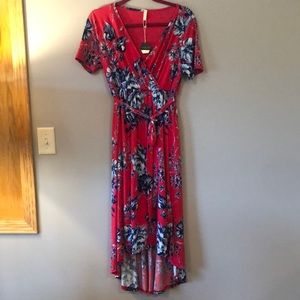 NWT Pink Blush Hot Pink & Blue Floral High Low Dress. XL